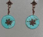 Turquoise Colored Disk Earrings
